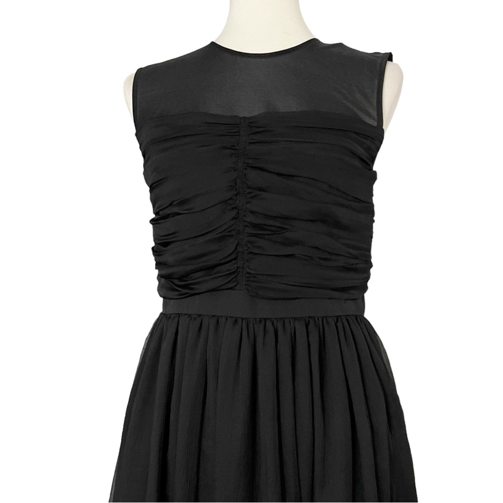 Sandro Ruffled Silk-Chiffon Mini Dress in Black - Picture 7 of 11